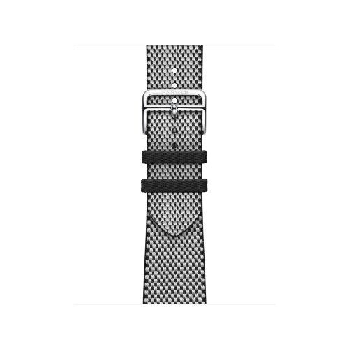 Ремешок Hermes для Apple Watch 42mm Toile H Single Tour - Черный/Слоновая кость (Noir/Ecru)