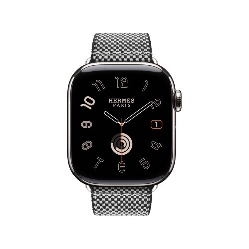 Ремешок Hermes для Apple Watch 42mm Toile H Single Tour - Черный/Слоновая кость (Noir/Ecru)