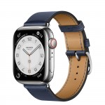 Apple Watch Series 7 Hermes 41 мм с кожаным ремешком синего цвета