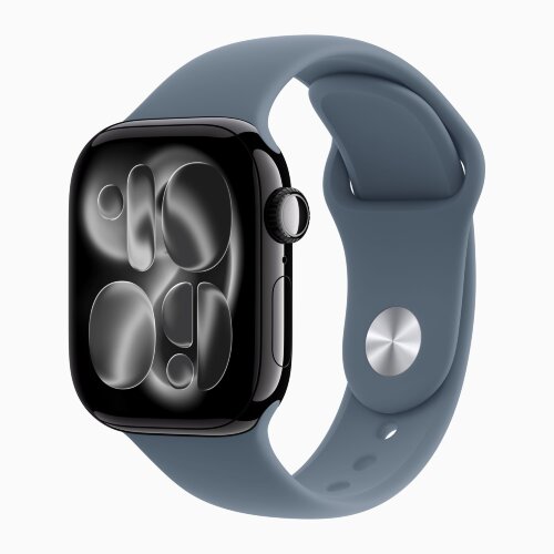 Apple Watch Series 11 46mm, Jet Black Aluminum Case with Sport Band - Anchor Blue
