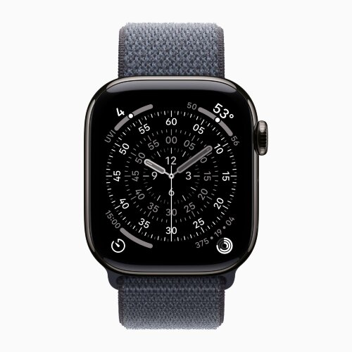 Apple Watch Series 11 46mm, Slate Titanium Case with Sport Loop - Anchor Blue