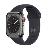 Apple Watch Series 8 41 мм, Стальные графитового цвета, спортивный ремешок «Тёмная ночь»