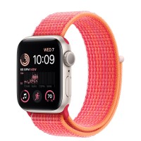 Apple Watch SE (2022) 40mm, Starlight Aluminum Case with Sport Loop - Red