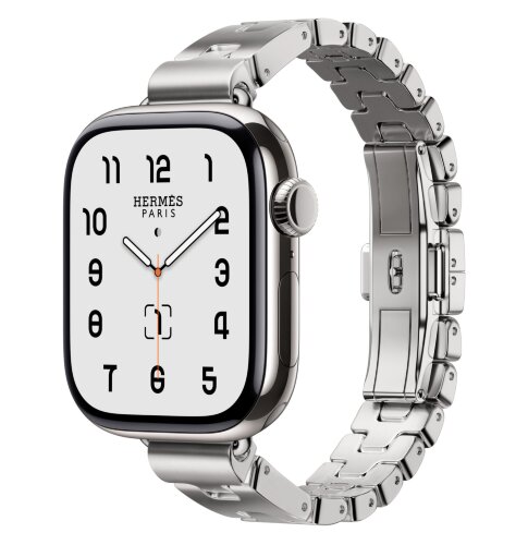 Apple Watch Hermes Series 11 42mm, блочный стальной тонкий браслет (S)