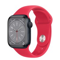 Apple Watch Series 8 41mm, Midnight Aluminum Case with Sport Band - Red