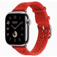 Apple Watch Hermes Series 11 42mm, ремешок из текстильного трикотажа красный