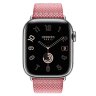 Apple Watch Hermes Series 12 42mm, клетчатый ремешок из плетеного нейлона розового цвета