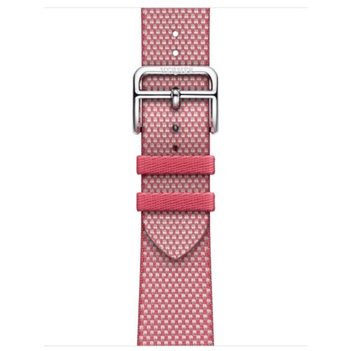 Apple Watch Hermes Series 12 42mm, клетчатый ремешок из плетеного нейлона розового цвета