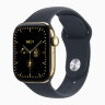 Apple Watch Series 12 42mm, Radiant Gold Titanium Case with Sport Band - Navy Blue
