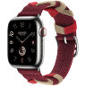 Apple Watch Hermes Series 10 42mm, ремешок из трикотажа красный