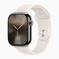 Apple Watch Series 10 46mm, Natural Titanium Case with Sport Band - Starlight