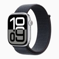 Apple Watch Series 10 46mm, Silver Aluminum Case with Sport Loop - Ink