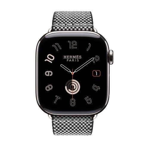 Ремешок Hermes для Apple Watch 46mm Toile H Single Tour - Черный/Слоновая кость (Noir/Ecru)