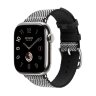 Ремешок Hermes для Apple Watch 46mm Toile H Single Tour - Черный/Слоновая кость (Noir/Ecru)