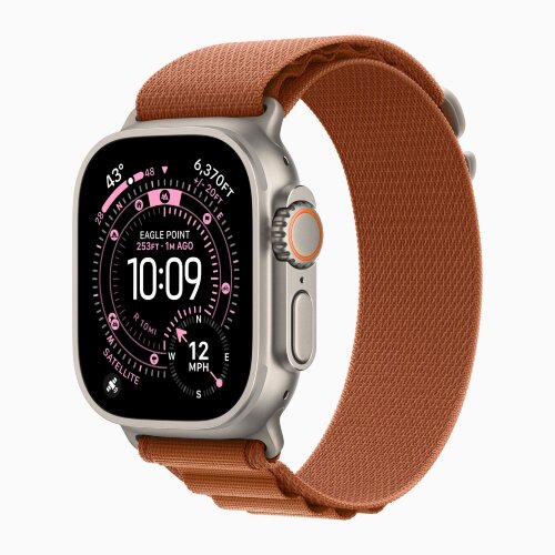 Apple Watch Ultra 3 49mm Titanium Case with Terra Cotta Alpine Loop (M)