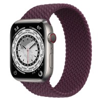 Apple Watch Series 7 45 мм, Titanium, плетеный монобраслет «Тёмная вишня»