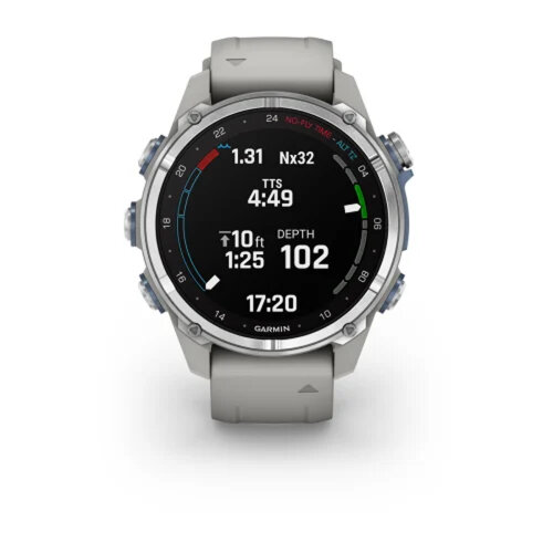 Умные часы Garmin Descent Mk3 43mm, Stainless Steel, Fog Gray Silicone Band