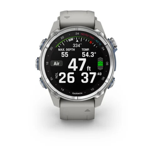 Умные часы Garmin Descent Mk3 43mm, Stainless Steel, Fog Gray Silicone Band