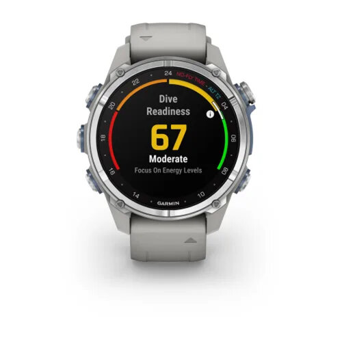 Умные часы Garmin Descent Mk3 43mm, Stainless Steel, Fog Gray Silicone Band