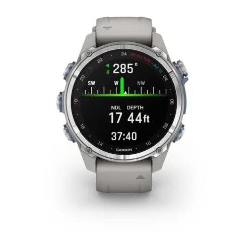 Умные часы Garmin Descent Mk3 43mm, Stainless Steel, Fog Gray Silicone Band