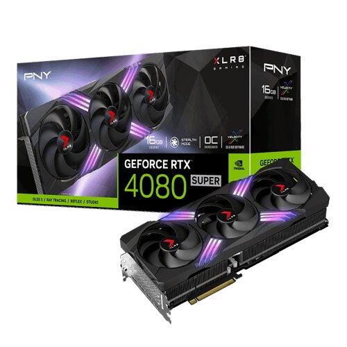 Игровая видеокарта NVIDIA PNY GeForce RTX 4080 SUPER 16GB XLR8 Gaming VERTO EPIC-X RGB Overclocked Triple Fan