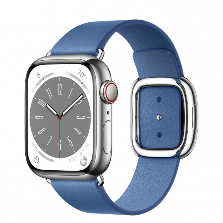 Apple Watch Series 9 41mm, Silver Stainless Steel Case with Modern Buckle (Medium) - Azure