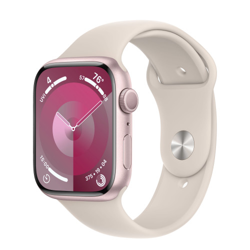 Apple Watch Series 9 45mm, Pink Aluminum Case with Sport Band - Starlight