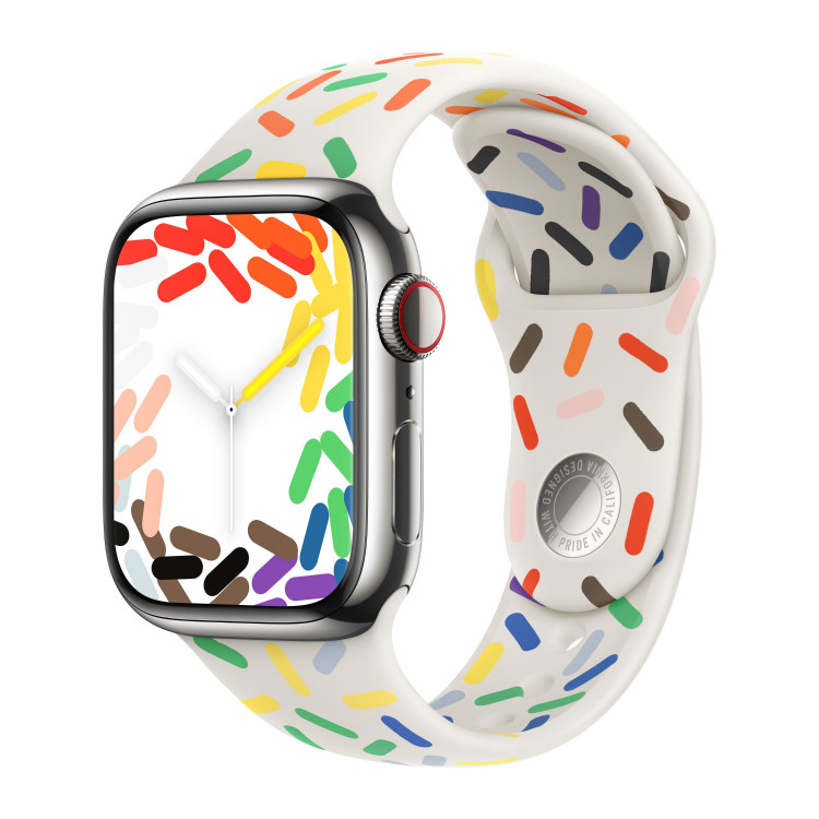 Apple Watch Series 9 45mm, Silver Stainless Steel Case with Sport Band - Pride Edition