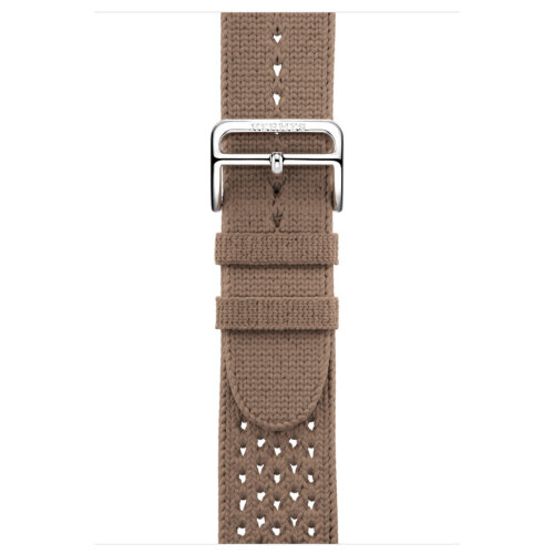 Apple Watch Hermes Series 9 45mm, ремешок из текстильного трикотажа коричневого цвета