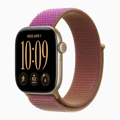 Apple Watch Series 12 42mm, Light Gold Aluminum Case with Sport Loop - Magenta
