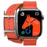 Apple Watch Hermes Series 10 42mm, двойной кожаный ремешок с пряжкой оранжевого цвета