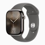 Apple Watch Series 10 46mm, Natural Titanium Case with Sport Band - Stone Gray