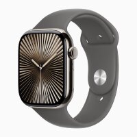 Apple Watch Series 10 46mm, Natural Titanium Case with Sport Band - Stone Gray