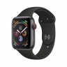 Apple Watch Series 4 Cellulr + GPS 44 мм Корпус из алюминия цвета «серый космос», спортивный ремешок чёрного цвета