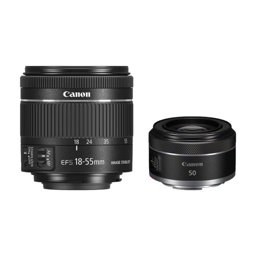 Canon EOS 250D, Black + EF-S 18-55mm f/4-5.6 IS STM + EF 50mm f/1.8 STM Lens Kit