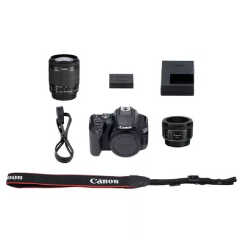 Canon EOS 250D, Black + EF-S 18-55mm f/4-5.6 IS STM + EF 50mm f/1.8 STM Lens Kit
