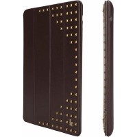 Кожаный чехол для iPad Air Jisoncase Fashion коричневый с заклепками