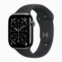 Apple Watch Series 11 42mm, Slate Titanium Case with Sport Band - Black