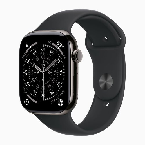 Apple Watch Series 11 42mm, Slate Titanium Case with Sport Band - Black