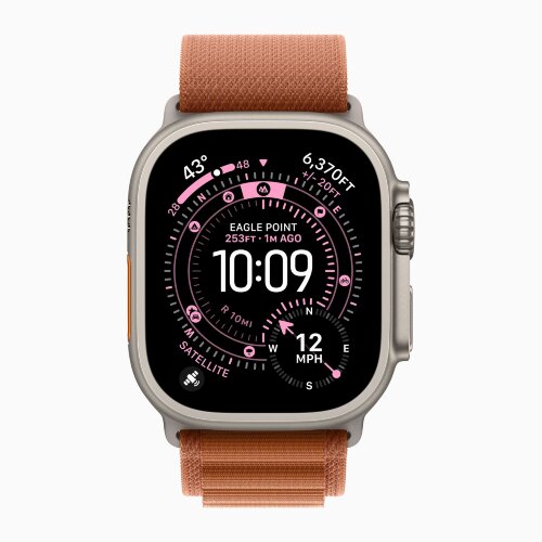 Apple Watch Ultra 3 49mm Titanium Case with Terra Cotta Alpine Loop (S)