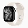 Apple Watch Series 11 46mm, Jet Black Aluminum Case with Sport Band - Starlight