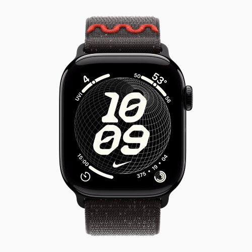 Apple Watch Series 11 42mm, Jet Black Aluminum Case with Nike Sport Loop - Midnight Black
