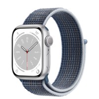 Apple Watch Series 8 41mm, Silver Aluminum Case with Sport Loop - Storm Blue