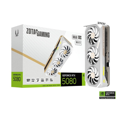 Игровая видеокарта NVIDIA ZOTAC GAMING GeForce RTX 5080 SOLID OC White Edition