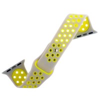 Спортивный ремешок W12 Sport Band для Apple Watch 38мм - Серебристо-Желтый