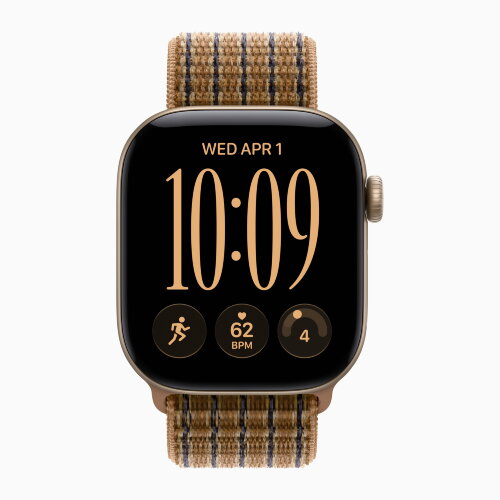 Apple Watch Series 12 42mm, Light Gold Aluminum Case with Sport Loop - Light Umber Plaid