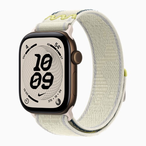 Apple Watch Series 12 42mm, Dark Bronze Aluminum Case with Nike Sport Loop - Chalk Calm