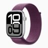 Apple Watch Series 10 46mm, Silver Aluminum Case with Sport Loop - Plum