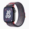 Apple Watch Series 10 42mm, Jet Black Aluminum Case with Nike Sport Loop - Blue/Red