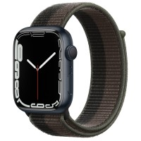 Apple Watch Series 7 45 мм, из алюминия «Тёмная ночь», спортивный браслет «Сумрачный торнадо/серый»